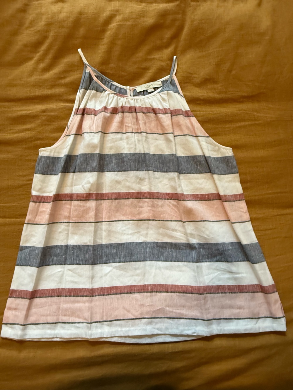 LOFT Women’s Sleeveless Striped Dress in Pink, Blue & White